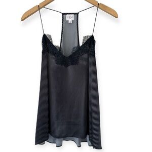 Cami NYC • Racer Charmeuse Camisole Navy Pink Stripe